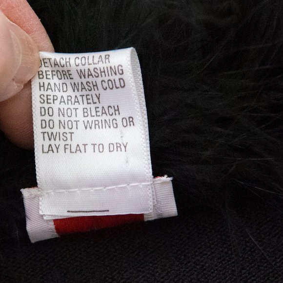 Vintage Talbots Black Acrylic Cardigan Sweater Faux-Fur Collar sz 14 - Picture 10 of 10